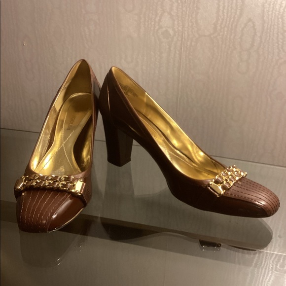 ENZO ANGIOLINI CHOCOLATE BROWN LEATHER HEELS SZ 8.5. - Picture 2 of 8
